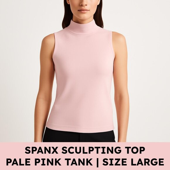 SPANX Tops - Spanx Sculpting Sleeveless Turtleneck Tank Barbiecore Pastel Pink Size Large